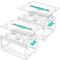 Vtopmart 24 QT Clear Plastic Craft Storage Box with Tray & Dividers, 2 Pack by Vtopmart