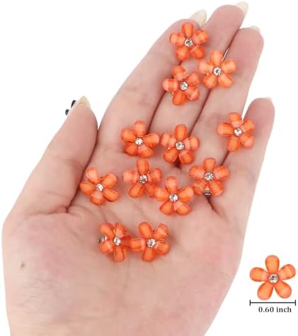 YISSION 20Pcs Mini Orange Plaid Flower Hair Clips, Rhinestone Decorative Hair Pins for Women and Girls Wedding Bridal Prom Daily Hairstyle Accessories - Image 6