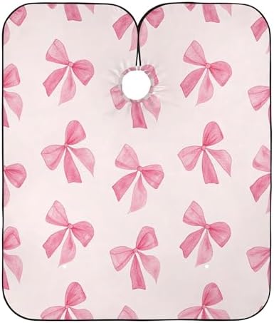 Burbuja Pink Bow Barber Cape, Hair Cutting Cape with Adjustable Neckline Waterproof Polyester Salon Barber Cape for Unisex Adult by Burbuja