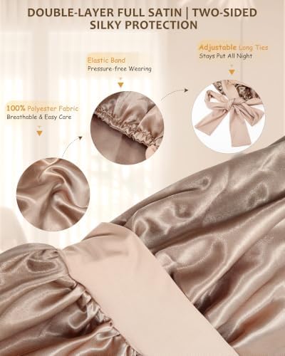 AWAYTR Long Satin Bonnet for Braids - Double Layer Hair Bonnet for Sleeping - Image 3