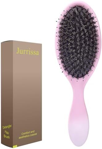 Boar Bristles Hair Brush for Women and Men, Detangling Hair Brush for Smoothing Massage Add Shine, Nylon&Boar Bristles Detangler brush for Hair Healthy (1 Pcs-Pink&White) by aestheticspracticality