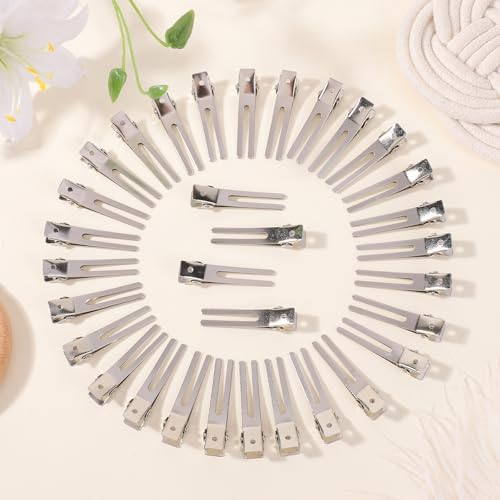 120pcs Double Prong Curl Clips, Metal Hairpins for Hair Styling and Bows, Salon-Grade Hair Clips for Curling (Silver) - Image 2
