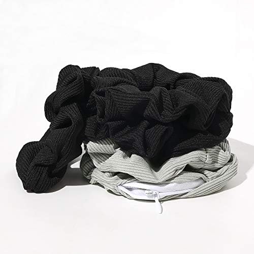 Pocket Scrunchies with Zipper Scrunchy Hair Ties (Black Gray) - Image 5