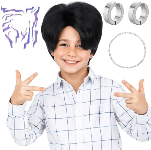 PUREHAIR Kids Short Black Wig with Tattoos for Boys Costume by PUREHAIRDIRECT