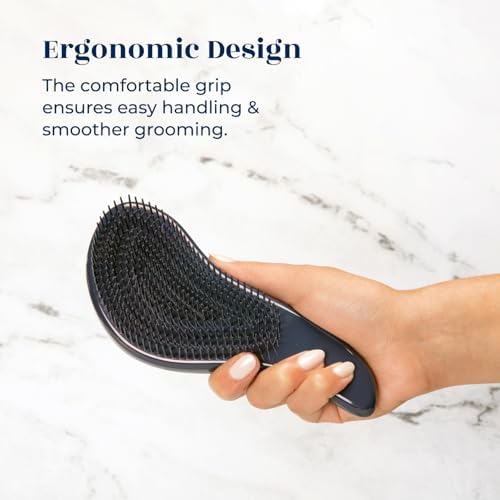 Crave Naturals Glide Thru Hair Brush - Detangler Brush for Curly, Straight, Wet or Dry Hair - Gentle Detangling Brushes for Adults, Kids, Toddlers - Hair Accessories for Women, 7.5"x3" - Blue - Image 4