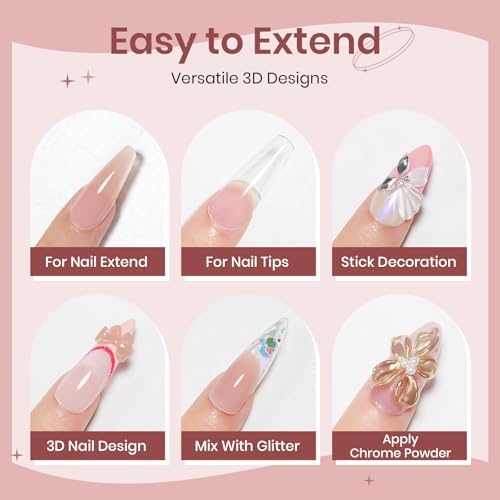 Clear and Nude Solid Builder Gel for Nails Extension 3D Hard Gel - Image 3