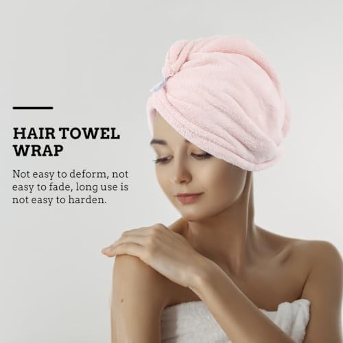 3pcs Coral Fleece Hair Drying Towel Wrap with Button Closure - Image 7