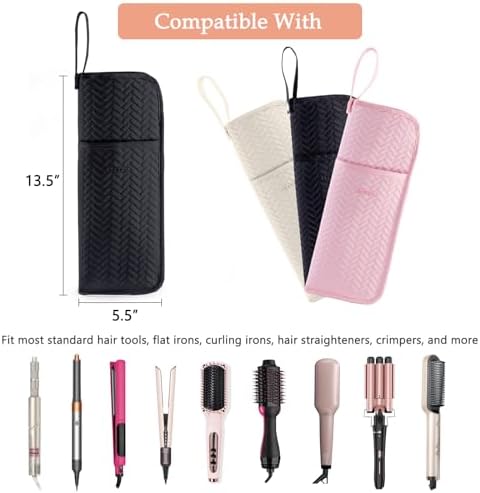 Hair Tools Travel Bag, Heat Resistant Curling Iron Holder & Flat Iron Case, Hot Tools Organizer Pouch for Hair Straightener, Hair Dryer, Crimper & Styling Accessories, Travel Makeup Bag - Image 2