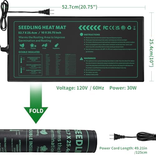 Seedling Heat Mat for Seed Starting,10" x 20.75" Waterproof Heating Pad for Indoor Plants Germination, Gardening, Hydroponic, Greenhouse - Image 4