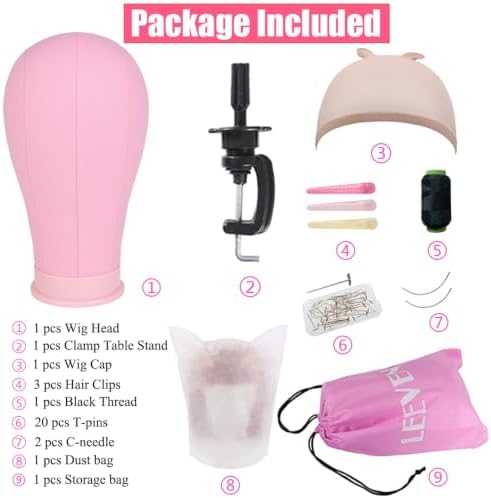 Leeven Pink Poly Canvas Head for Wigs Professional Mannequin Head 22 Inch - Image 2