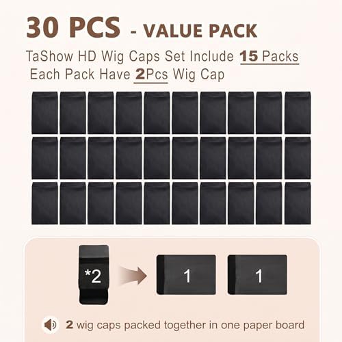 TaShow 30 Pcs Wig Caps for Women, Black Lace Front Stocking Caps - Image 6