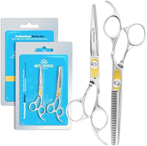Equinox Professional Razor Edge Series Hair Cutting Scissors Set - Barber Hair Cutting & Thinning Shears/Texturizing Scissors Set - 6.5 Inches Hair Cutting Scissors Kit for Men/Women/Kids/Salon & Home by EquinoxInternational