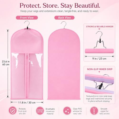 Hair Extension Holder - Wig Storage Bags with Hanger for Hair Extension Storage - Image 3