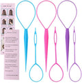 Schembo Topsy Tail Hair Tool Set - 6pcs Loop Styling Tool, Ponytail Pull Through, Two Sizes, 3 Colors (Pink/Purple/Blue) for Women, Girls & Kids by Schembo