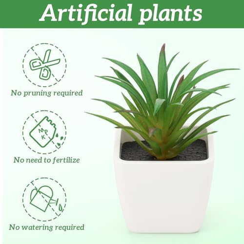 Woration 6pcs Realistic Fake Succulents Plants Potted Decoration Small Artificial Succulent Faux Greenery Model Set for Wedding Holiday Shelves Bathroom Indoor Decor - Image 5