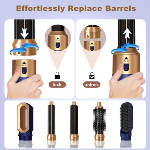 Hair Dryer Brush 5 in 1, Negative Ion Blow Dryer Brush Set - 110,000 RPM High -Speed Hot Air Brush Air Styler Curling Wrap Air Curler,Curling Iron Hair Styling Tools for Straight Curl Drying Smoothing - Image 7