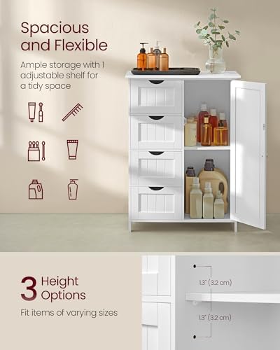 VASAGLE Floor Storage Cabinet, Farmhouse, 4 Drawers and 1 Door,32.3" H - Image 5