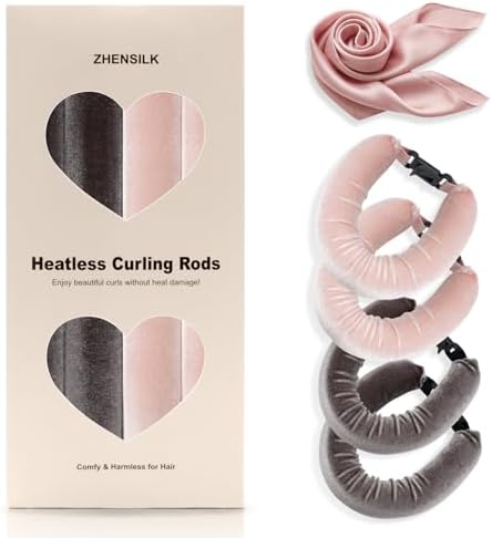 Heatless Hair Curler Set – 4PCS Velvet Overnight Blowout Rods for Heatless Curls, Jumbo Flexible Curling Rods to Sleep In, No Heat Curling Tools for Natural Waves and Curls by ZHENSILKFocusonhaircare