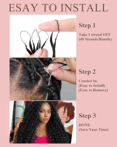 613# Blonde Color 18 Inch Human Crochet Hair for Black Women, Feather Crochet Extensions 55g 40 Strands, Resusable Miracle Look Hair Bundles, Soft Lightweight Small Knots Deep Wave - Image 5