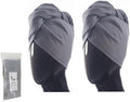 100% Turkish Cotton Hair Towel Wrap for Women,Non Microfiber,Super Absorbent,AntiFrizz,Plopping Hair Drying Waffle Bath Towels for Curly,Long&Thick Hairs,Head Wrap,2 Pack10x26inc (Grey+Grey) by SELARUS