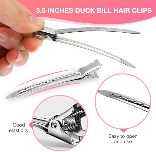 40 Pcs Hair Clips Women Styling, Alligator Metal Hair Clips, Hair Pin Curl Rollers Clips, 34 Pcs 3.5"Duckbill Sectioning Hair Clips and 6 Pcs 2.3"No Crease Clips - Image 3