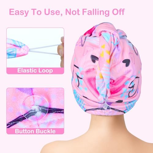 FIOBEE Microfiber Hair Towel Wrap for Kid Girls Rapid Drying Hair Turbans - Image 5