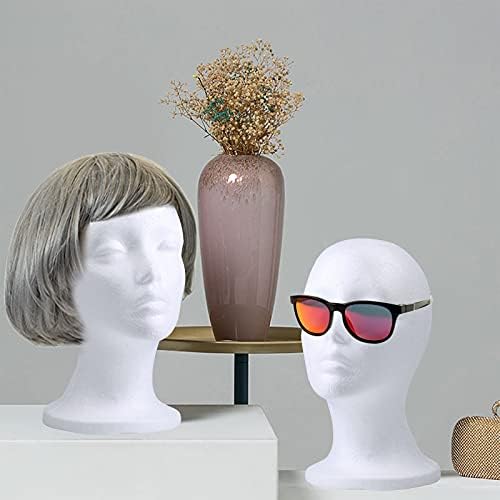 Foraineam 2 Pack Foam Wig Display Stand, Female Mannequin Wig Holder, Cosmetics Model Head White Foam Heads Glasses Mask Hat Hairpieces Stand - Image 2