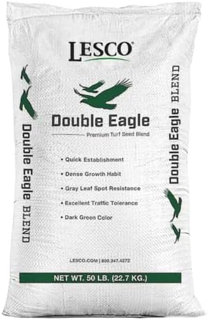 Lesco Double Eagle Rye Grass Seed - (50 lbs.) Used for Overseeding Bermuda Grass. 100% Turf-Type Perennial ryegrass-3 Varieties ***Non-Returnable*** by LawnSynergy