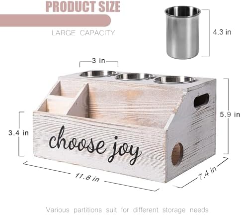 Wooden Hair Dryer Holder with 3 Circular Holes and 3 Compartment - Image 2