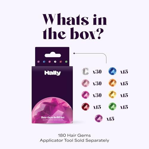Hally Hair Gems Pen Refill Set with 180 Multicolored Gem Stickers - Image 3