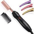 NICEMOVIC Ceramic Heating Hair Straightener Comb - Hot Pressing Brush for Natural Black Hair, Beard Wigs, and Curling (Rose Gold) by NICEMOVIC