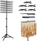 JANMPASK Braiding Hair Rack Height Adjustable 144 Pegs Braiding Rack Hair Extension Holder with Hair Braiding Tools Hair Divider Rack for Braiding Hair Separator Stand (black) by JANMPASK