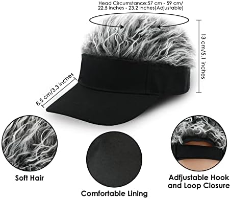 Funny Hats with Fake Hair Frosted Tips Wig Visor Cap for Men Women - Image 3
