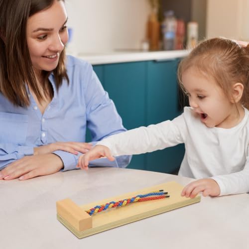 Ipetboom Kids Hair Braiding Tool Wooden Braid Practice Board Early Educational Toy for Fine Motor Skills Development and Hand-Eye Coordination 11.81X3.74X1.57In - Image 6