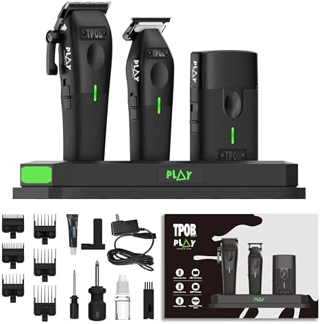 TPOB Play Barber Hair Clippers for Men 7500 RPM with Rubber Grips (Black 4 Pack) by TPOB