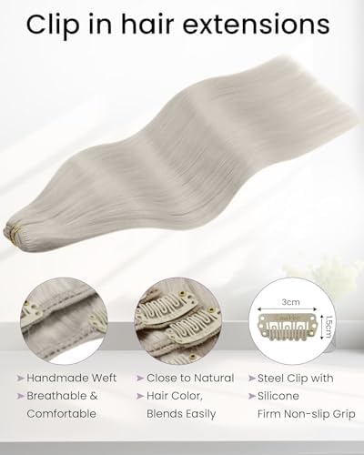 LaaVoo Clip In Hair Extensions, for party, 16 Inch 5Pcs 80g - Image 3