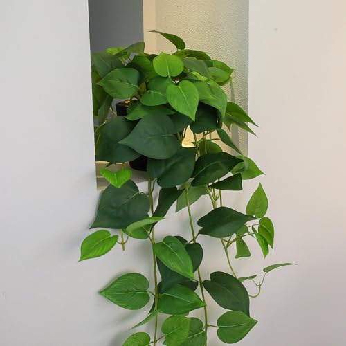 Fake Pothos Hanging Plants, 33" Potted Artificial Hanging Plant, Faux Pothos Silk Vines Hanging Plant Greenery for Home Living Room Indoor Decor - Image 3