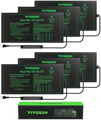 VIVOSUN 6-Pack 10" x 20.75" Durable Waterproof Seedling Heat Mat by VIVOSUN