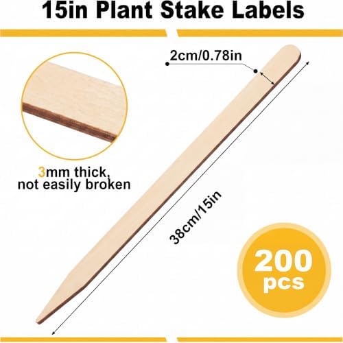 Weysat 100 Pcs 15" Wood Plant Labels for Field or Containers Plant Tags Wood Garden Labels for Seedling Stakes Markers Nursery Seed Tags with Smooth Surface for Pot Herbs Flowers Vegetables - Image 2