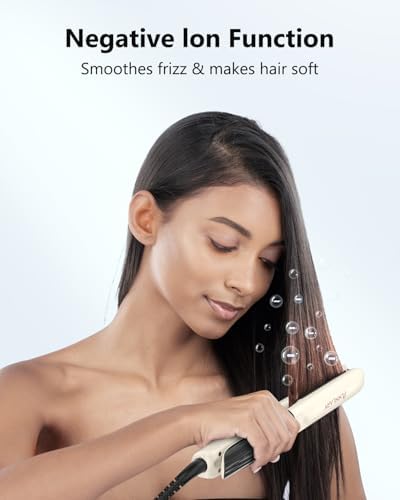Annlary Hair Straightener 1 Inch Flat Iron and Curler 2 in 1 Titanium Ceramic Ionic Dual Voltage Straightener with Heat-Resistant Silicone, for Less Frizz, Shinier & Smoother - Image 2