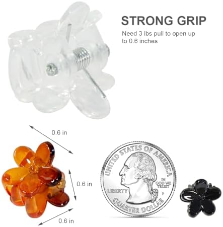 Mini Flower Hair Clip Flower Clips,Colorful Mini Hair Claw,for Women, Girls,Baby, Toddler Bangs Strong Grip Small Tiny Rainbow Hair Clips (100, Black, brown, white) - Image 3