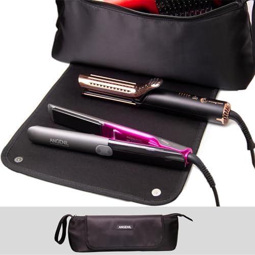 ANGENIL Hair Iron Tools Travel Bag with Heat Resistant Mat, for Curling Iron Wand, Flat Irons, Thermal Brush, Hair Dryer, 2 in 1 Portable Hot Tool Mat Hair Accessories Organizer for Women - Image 3