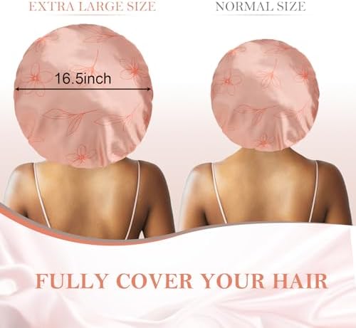 3Pcs Bonnets for Sleeping, Extra Satin Silk Bonnet for Sleeping Women with Tie Band for Curly Hair Jumbo Bonnet Braids - Image 2