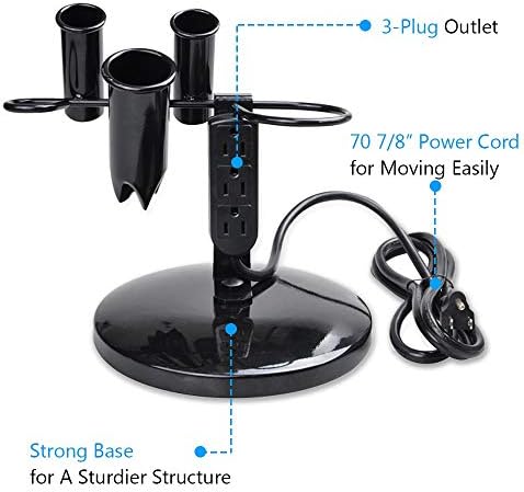 BYOOTIQUE 5-Hole Tabletop Blow Dryer Hair Iron Holder with 3 Outlets Salon - Image 2
