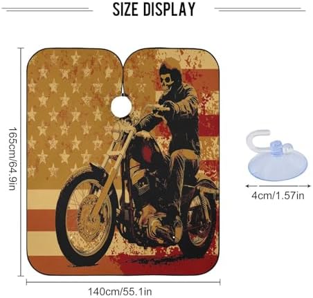 Blueangle Skull Motorcycle American Flag Barber Cape Waterproof Salon Hairdresser Cape with Adjustable Snap Closure, Perfect for for Men Salon and Home Use - Image 3