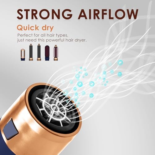 Hair Dryer Brush 5 in 1, Negative Ion Blow Dryer Brush Set - 110,000 RPM High -Speed Hot Air Brush Air Styler Curling Wrap Air Curler,Curling Iron Hair Styling Tools for Straight Curl Drying Smoothing - Image 4