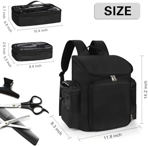 Hairstylist Traveling Bag, Large Capacity Barber Travel Backpack, Hairdresser Bag with Adjustable Dividers, Hair Tools Travel Case, Professional Cosmetology Bags for Supplies, Hair Stylist Must Haves - Image 6