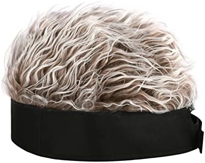 Frosted Tips Wig Novelty Hat with Hair for Men Spiked Hair Wig Funny Beanie Hats for Women - Image 3