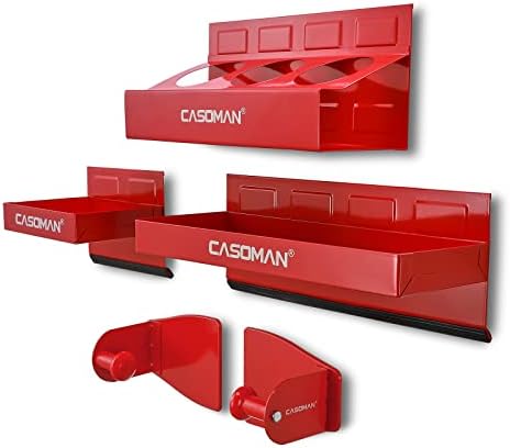 CASOMAN 4PCS Red Magnetic Toolbox Shelf, Tray, Paper Towel Holder, Variety of Use, Durable, Magnets any metal surface by CASOMANTools