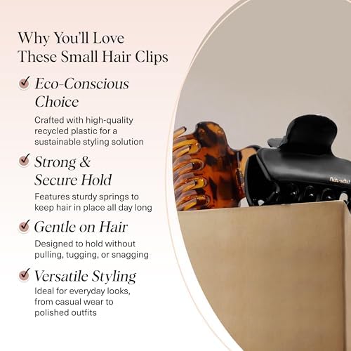 Kitsch Medium Puffy Claw Clips for Women - Black & Tort, 2pcs - Image 3